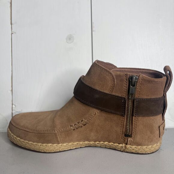 UGG Suede Ankle Boot Size 7.5 Right Shoe Only Brown Espadrille Sole Buckle NEW - Picture 2 of 10